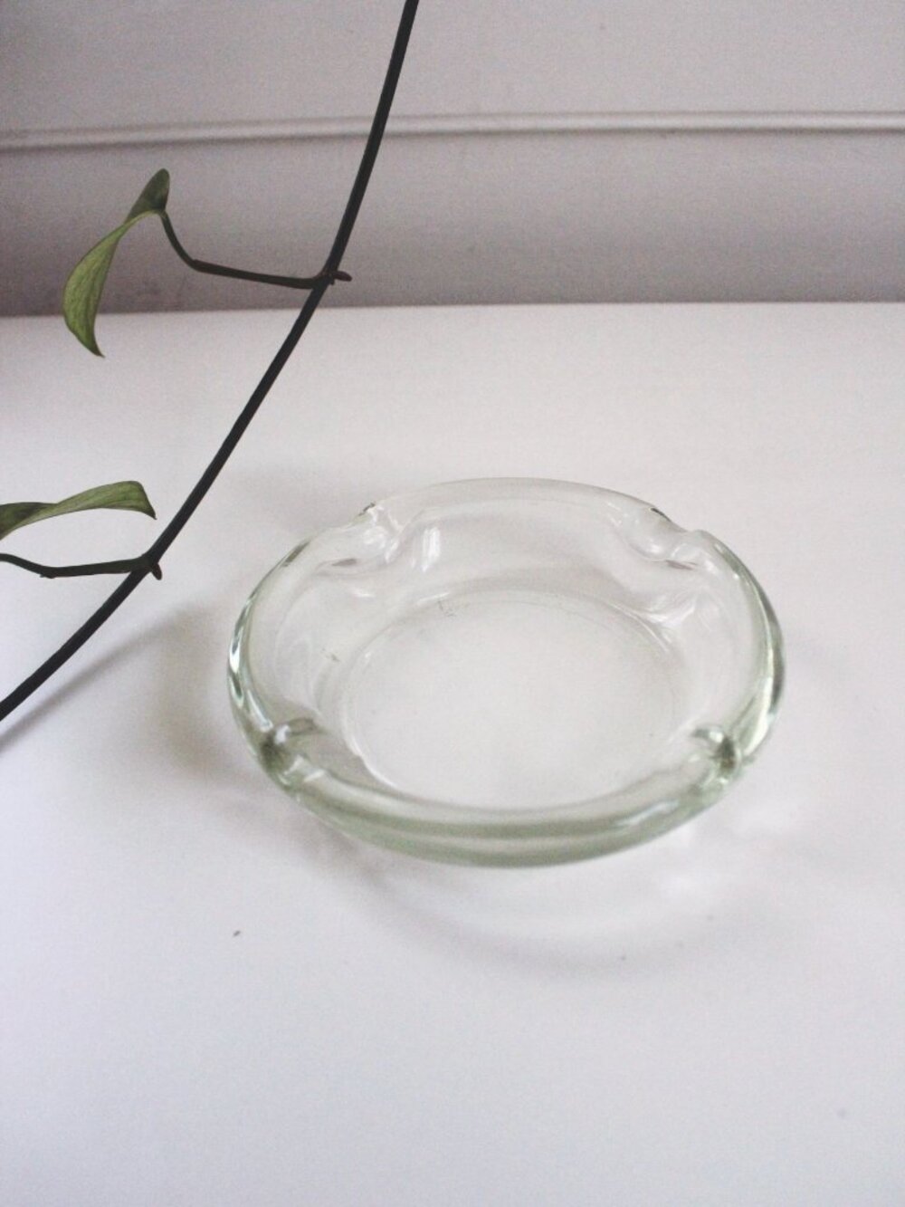 Clear Glass Vintage Ashtray Trinket Dish Catchall Mid Century Modern Retro
